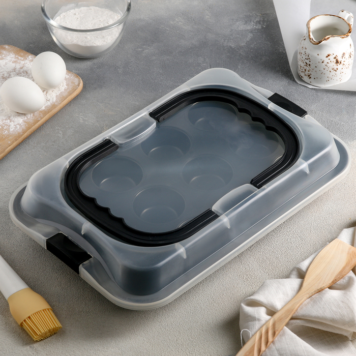 Форма для выпечки с а/п покрытием, переносная "Жаклин" с крышкой 37х25,5х7 см