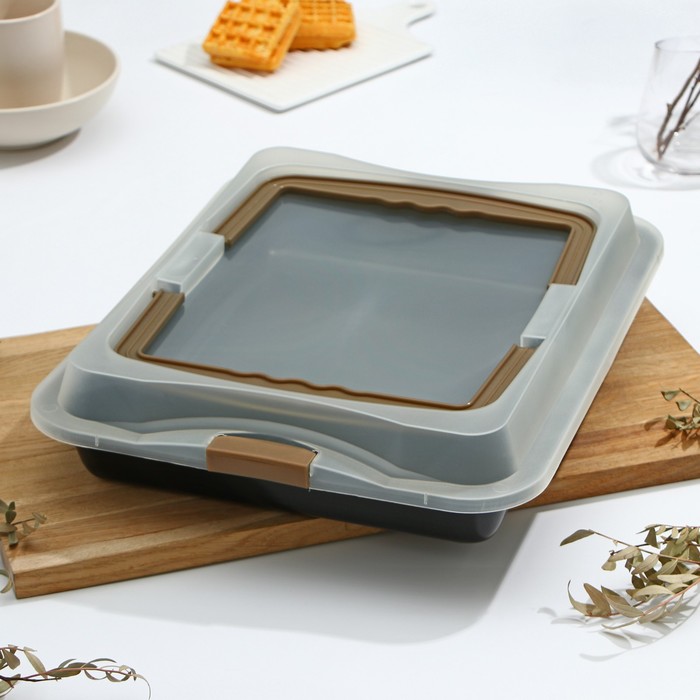 Форма для выпечки с а/п покрытием, переносная "Жаклин" с крышкой 41х33х8,5 см