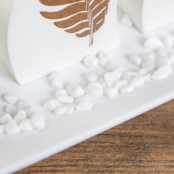 Подсвечник дерево 3 свечи "Золотые пальмовые листья" свеча в компл+камушки 14,5х34,5х10,5см