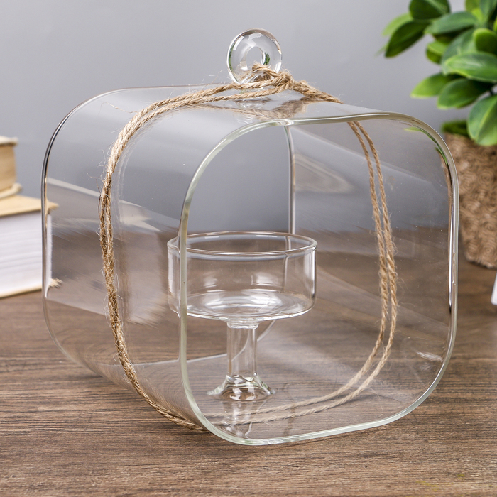 Подсвечник стекло на 1 свечу "Остин" прозрачный 16х12,5х8,2 см