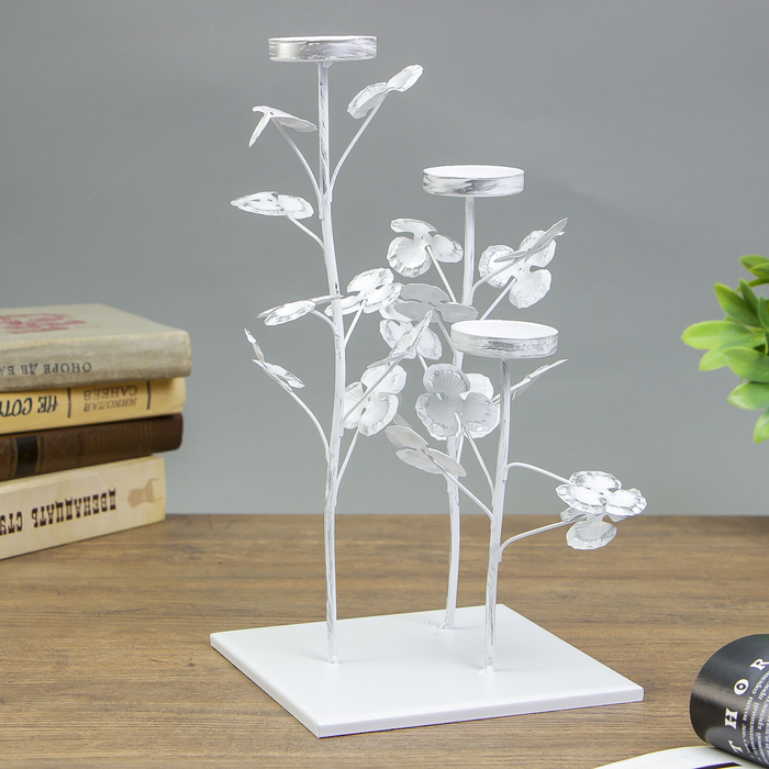 Подсвечник металл 3 свечи "Цветы" 35,5х17х17 см