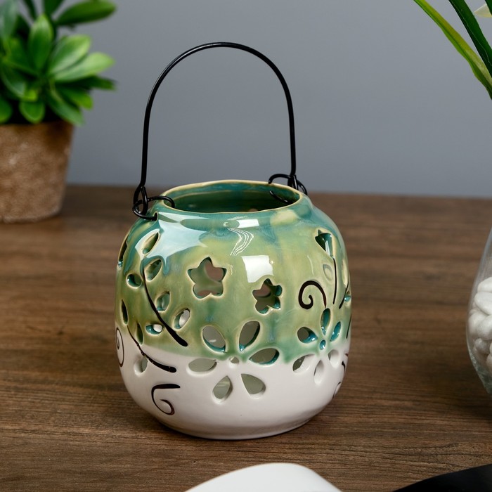 Подсвечник керамика "Цветочки" МИКС 11х11х11 см