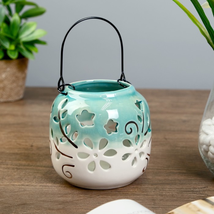 Подсвечник керамика "Цветочки" МИКС 11х11х11 см