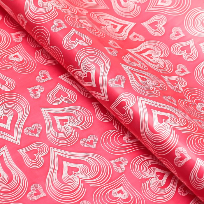 Пленка с рисунком "Сердца", красный, 50 х 70 см