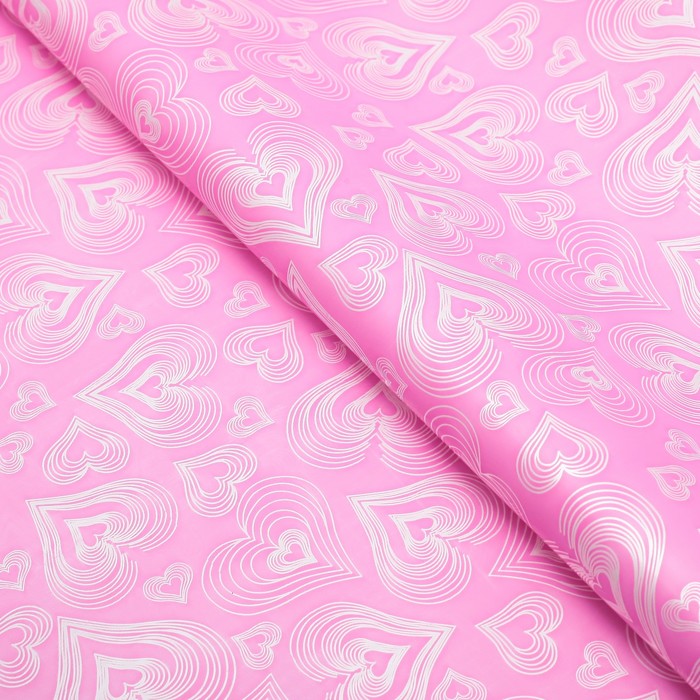 Пленка с рисунком "Сердца", розовый, 50 х 70 см
