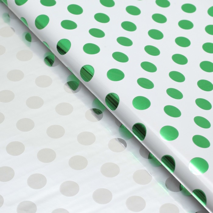 Пленка металлизированная "Зеленый горошек", 50 х 70 см