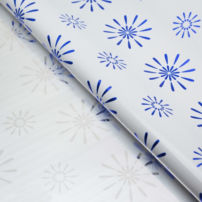 Пленка металлизированная "Цветы", синий, 50 х 70 см