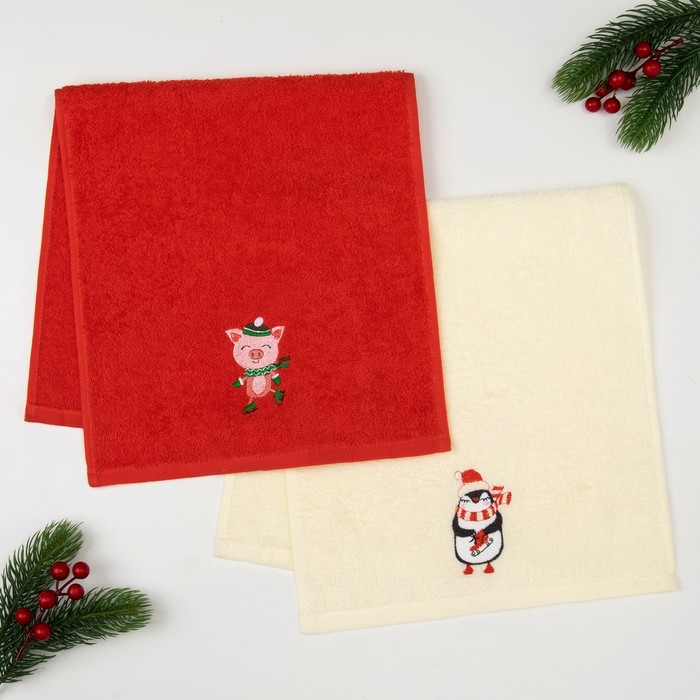 Набор полотенец "Друзья" 30х60 - 2 шт, 100% хл, 340 гр/м2