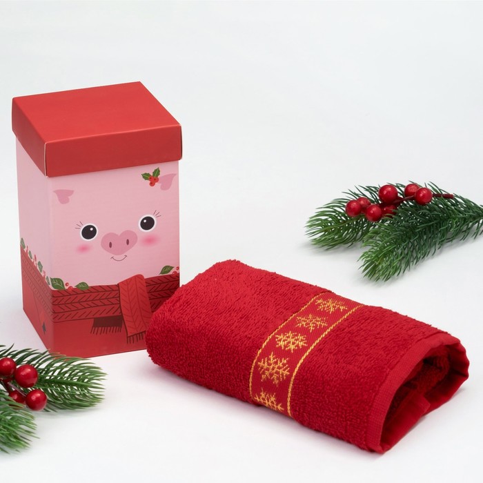 Полотенце махровое "Хрюша" 30х70 см 100% хлопок, 370гр/м2