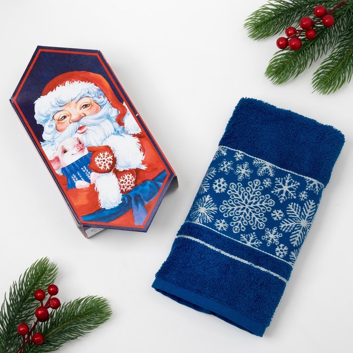 Полотенце махровое "Счастливого Нового года" 30х70 см 100% хлопок, 370гр/м2