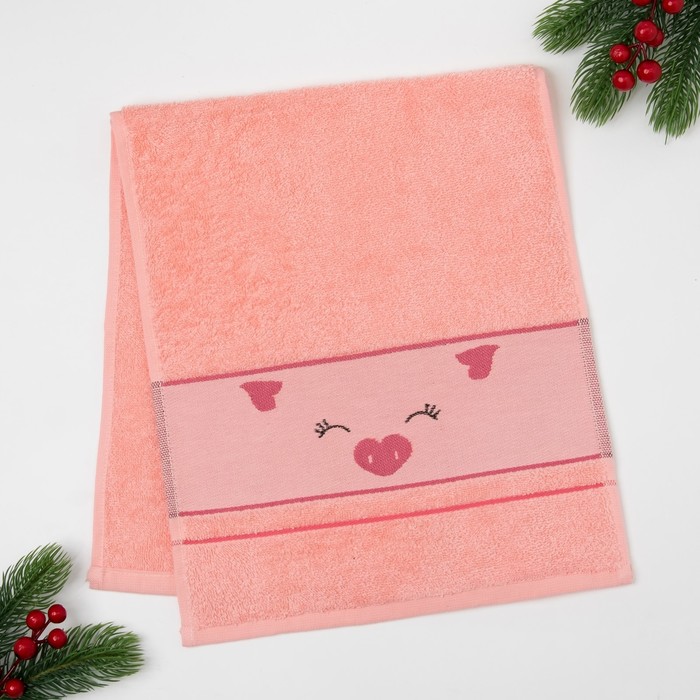 Полотенце махровое "Символ Нового года" 30х70 см 100% хлопок, 370гр/м2