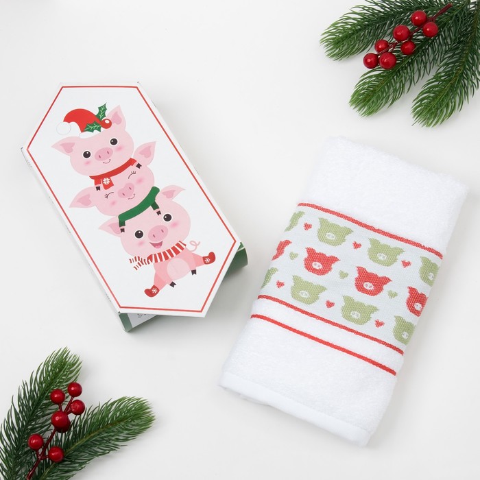 Полотенце махровое "Три поросенка" 30х70 см 100% хлопок, 370гр/м2