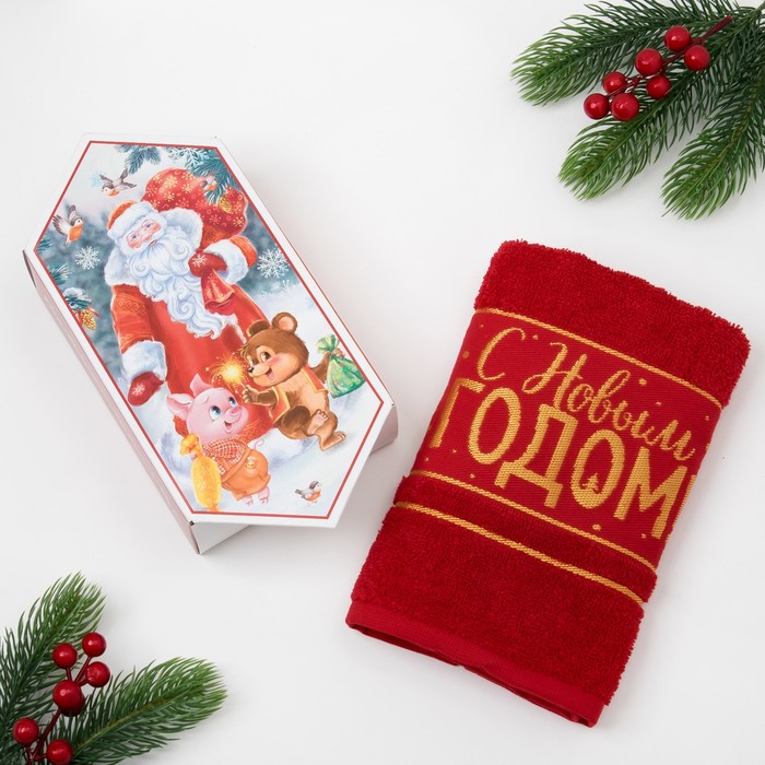 Полотенце махровое "Новогодняя сказка" 30х70 см 100% хлопок, 370гр/м2