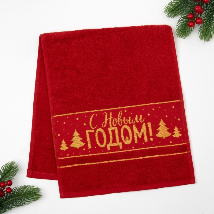 Полотенце махровое "Новогодняя сказка" 30х70 см 100% хлопок, 370гр/м2