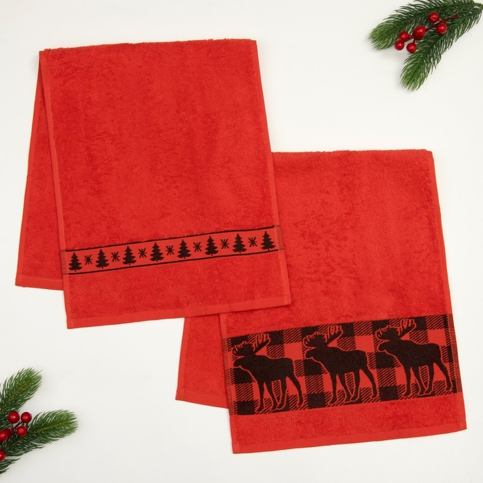 Набор махровых полотенец "Winter" 30х70 см - 2 шт, 100% хлопок, 370 гр/м2