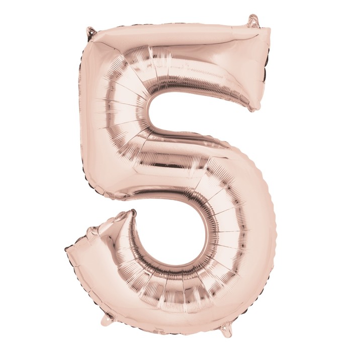 Шар фольгированный 18" Цифра 5, цвет розовое золото, 1 шт