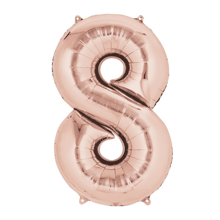 Шар фольгированный 18" Цифра 8, цвет розовое золото, 1 шт