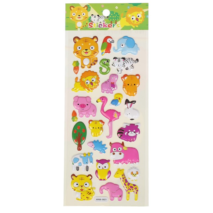 Наклейка пластик с золотом "Животный мир" МИКС 23х9,5 см