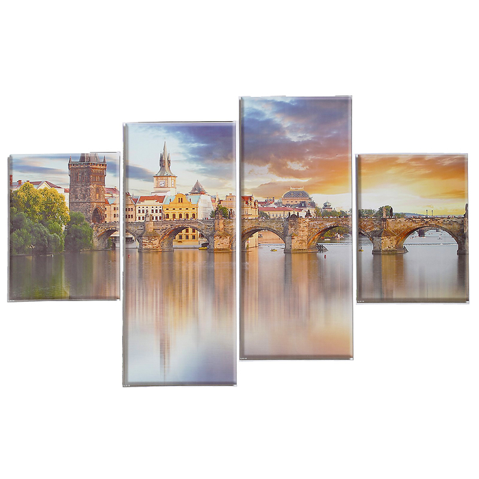 Наклейка пластик "Замок у реки" (набор 4 листа) 2 шт-15х20 см, 2 шт-15х35 см 40х15,5 см