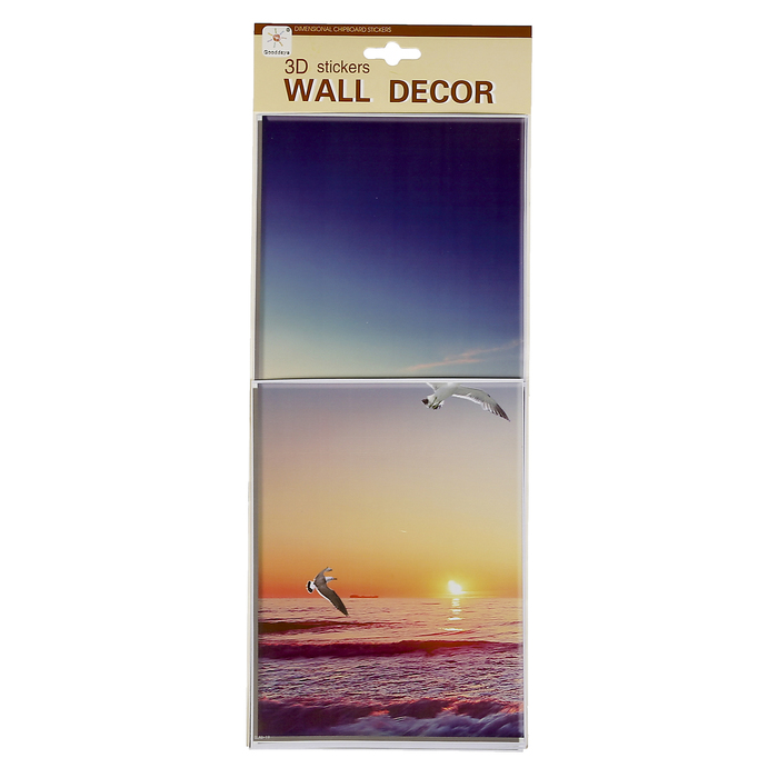 Наклейка пластик "Закат на море"(набор 4 листа) 2 шт -15х20 см, 2 шт-15х35 см 40х15,5 см
