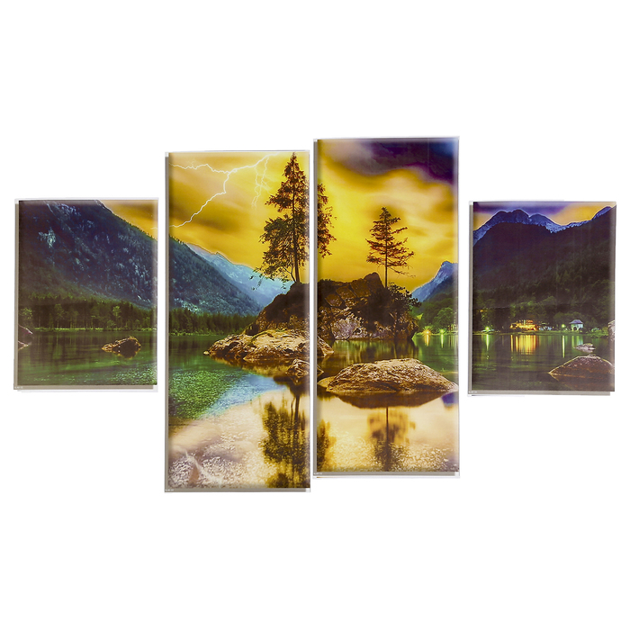 Наклейка пластик "Красивейший закат"(набор 4 листа) 2 шт-15х20 см,2 шт-15х35 см 40х15,5 см