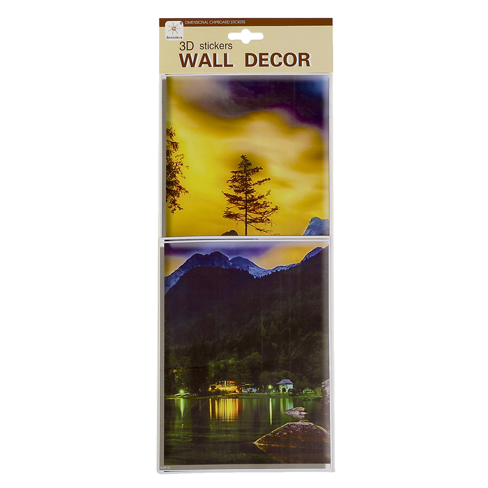 Наклейка пластик "Красивейший закат"(набор 4 листа) 2 шт-15х20 см,2 шт-15х35 см 40х15,5 см