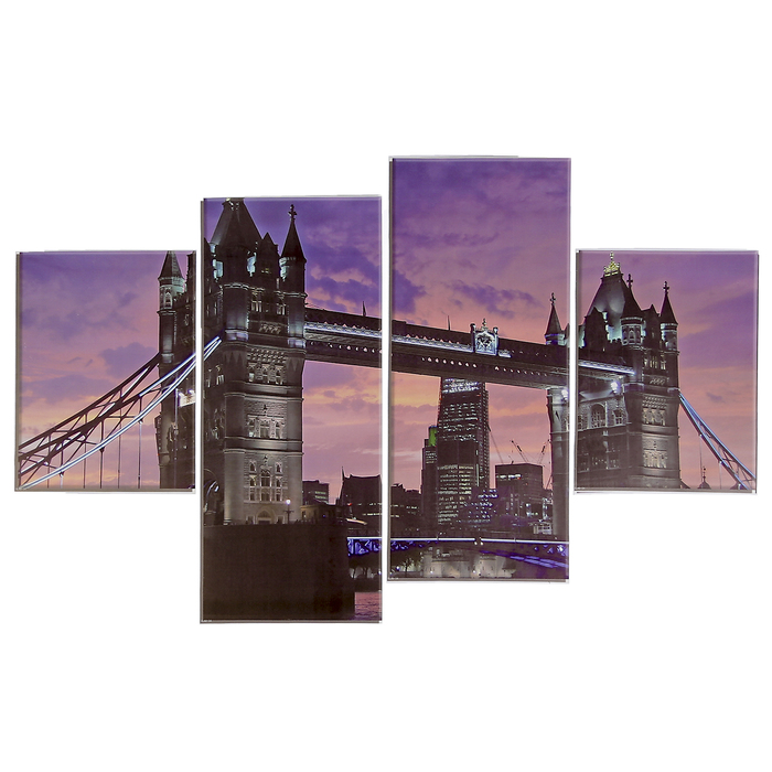 Наклейка пластик "Мост на закате" (набор 4 листа) 2 шт-15х20 см, 2 шт-15х35 см 40х15,5 см