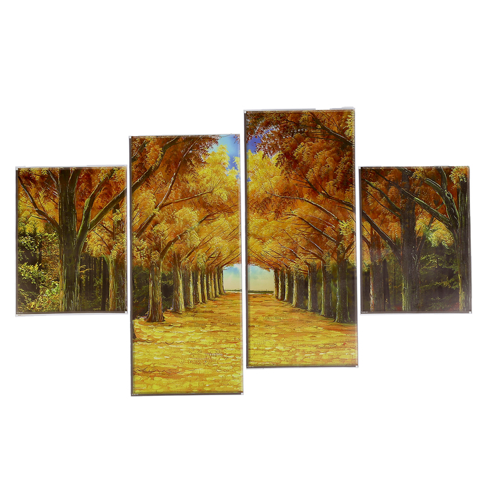 Наклейка пластик "Осенняя аллея" (набор 4 листа) 2 шт-15х20 см, 2 шт-15х35 см 40х15,5 см