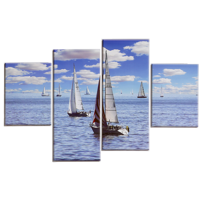 Наклейка пластик "Парусная регата" (набор 4 листа) 2 шт-15х20 см, 2 шт-15х35 см 40х15,5 см