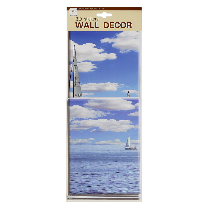 Наклейка пластик "Парусная регата" (набор 4 листа) 2 шт-15х20 см, 2 шт-15х35 см 40х15,5 см