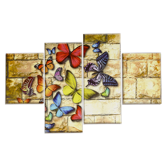 Наклейка пластик "Яркие бабочки"(набор 4 листа) 2 шт-15х20 см ,2 шт-15х35 см 40х15,5 см