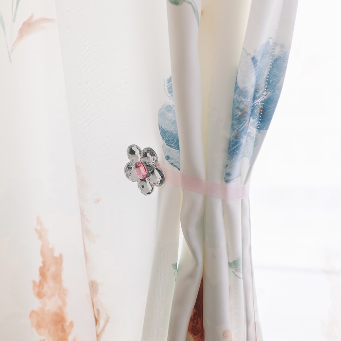 Подхват для штор на ленте "Цветок ромашка", d=6см, 1шт, цвет розовый