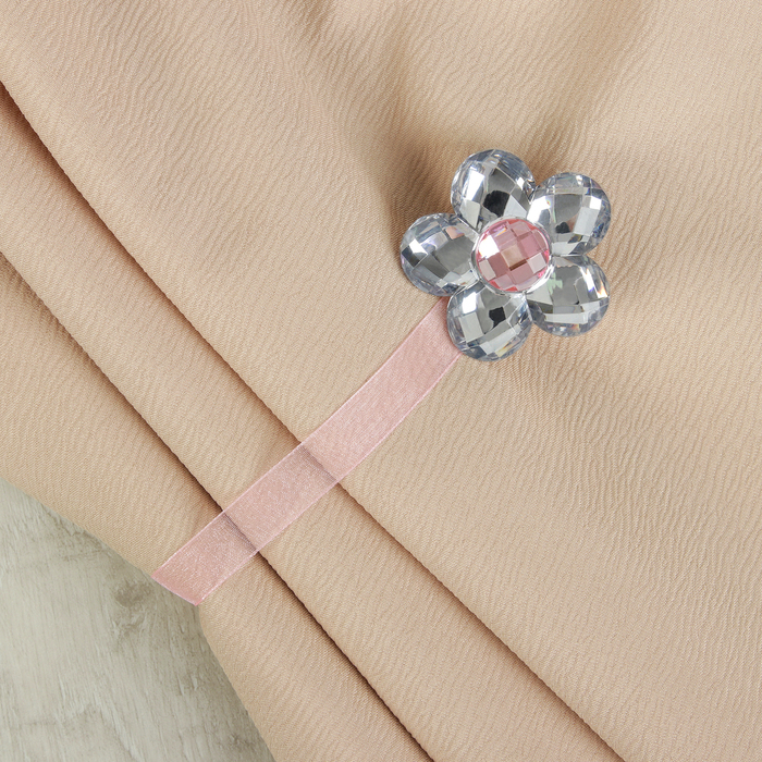 Подхват для штор на ленте "Цветок ромашка", d=6см, 1шт, цвет розовый