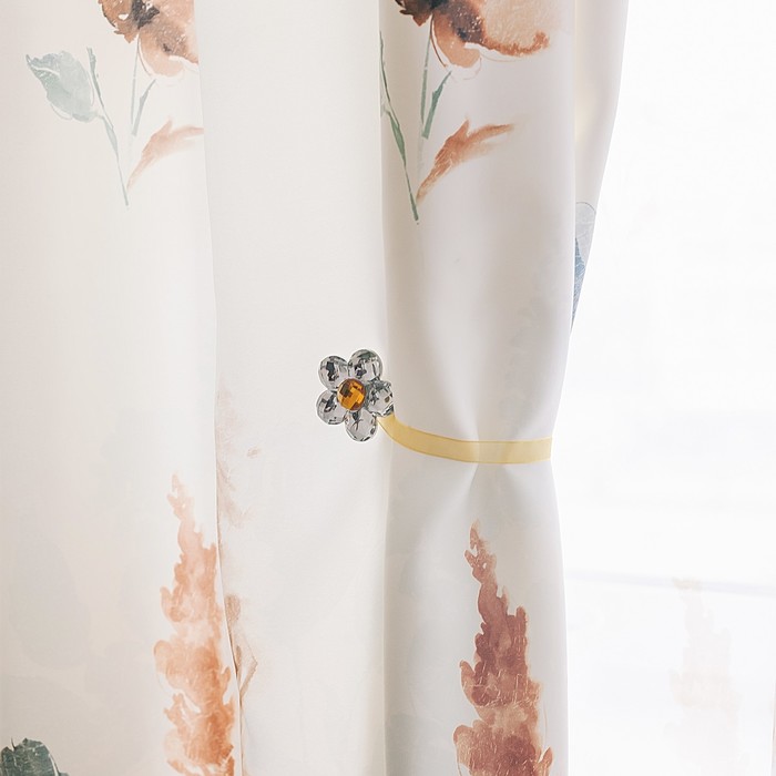 Подхват для штор на ленте "Цветок ромашка", d=6см, 1шт, цвет жёлтый