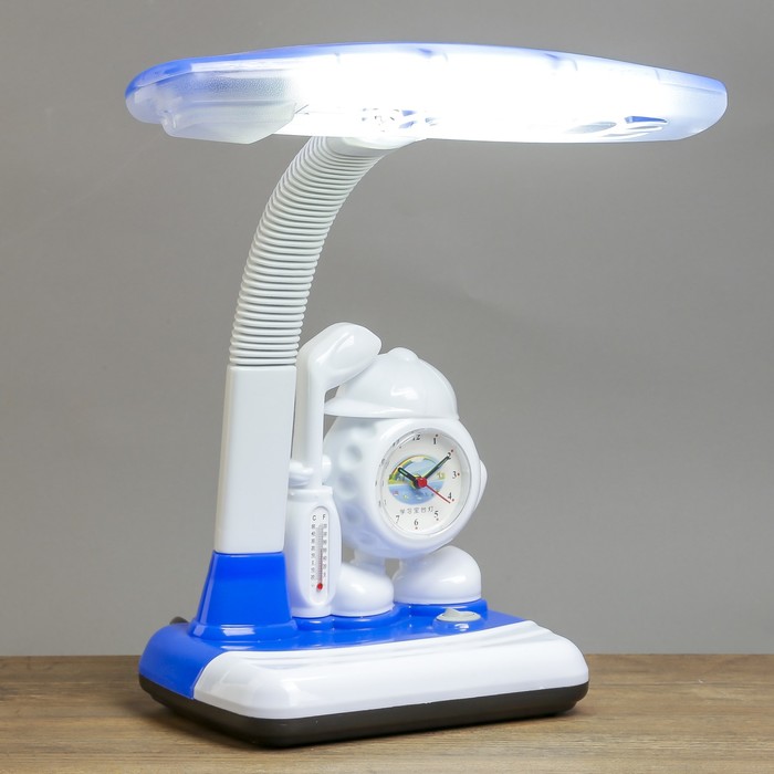 Светильник настольный с часами "Школьник сине-белый" 32,5х15,5х45 см