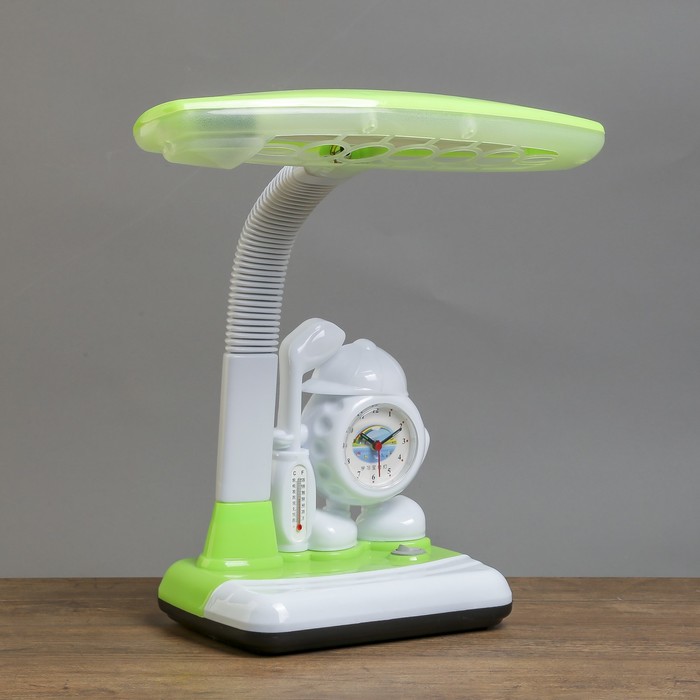 Светильник настольный с часами &quot;Школьник зелено-белый&quot; 32,5х15,5х45 см