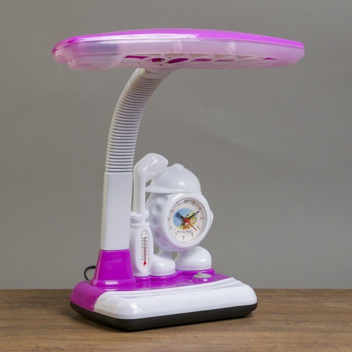 Светильник настольный с часами &quot;Школьник розово-белый&quot; 32,5х15,5х45 см