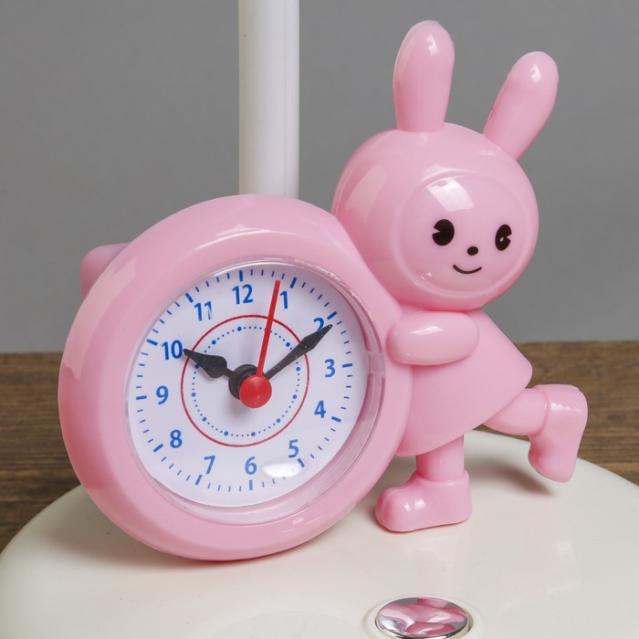 Светильник настольный с часами "Зайка желто-белый" 30LED 26х16,5х49 см