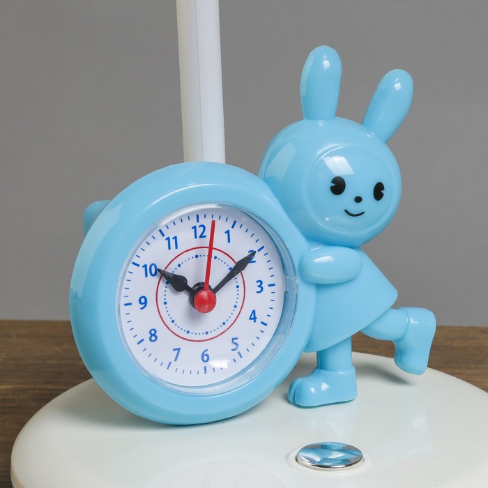 Светильник настольный с часами "Зайка сине-белый" 30LED 26х16,5х49 см