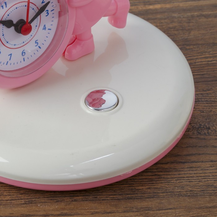 Светильник настольный с часами "Зайка розово-белый" 30LED 26х16,5х49 см