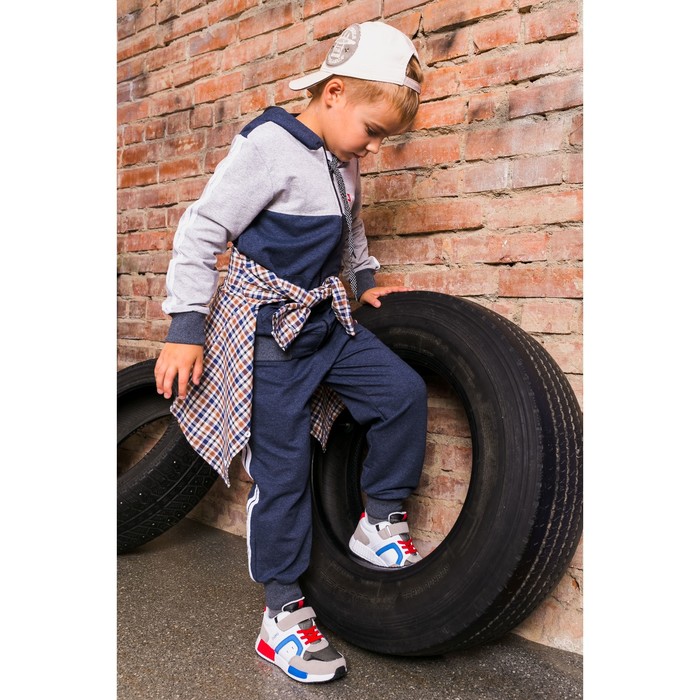 Спортивный костюм для мальчика, синий/св-серый, рост 140-146 (38)