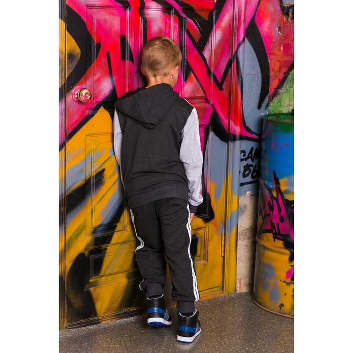 Спортивный костюм для мальчика, т-серый/св-серый, рост 128-134 (34)