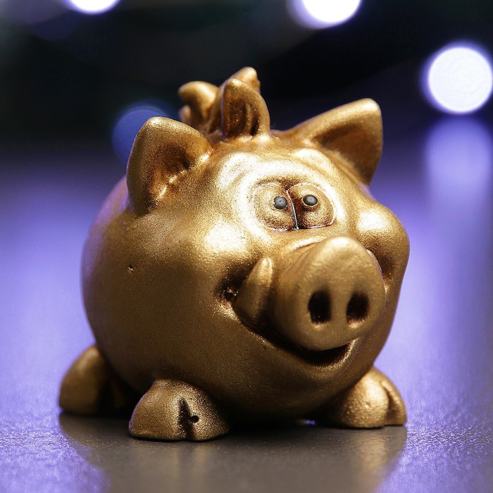 Фигура &quot;Кабанчик Хантер&quot; золото 5х3х4см