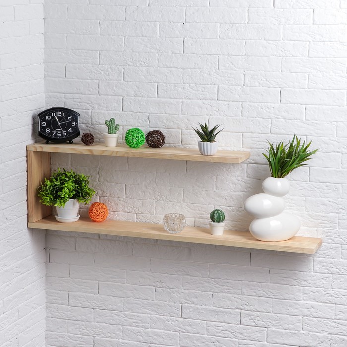 Полка настенная "Эко", двухуровневая, деревянная, 1000 х 150 х 18 мм
