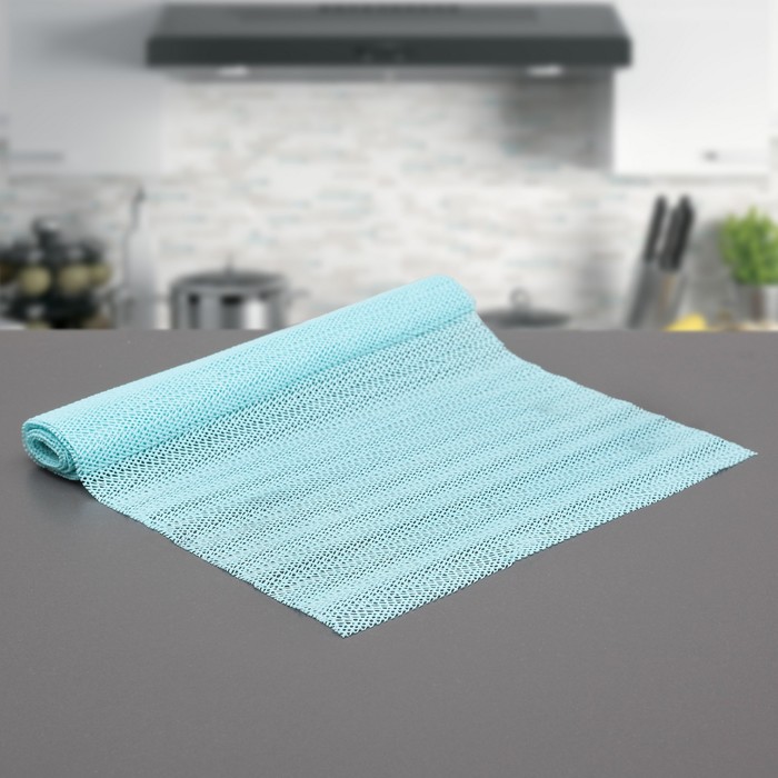 Коврик противоскользящий "Комфорт" 30х150 см, цвет голубой