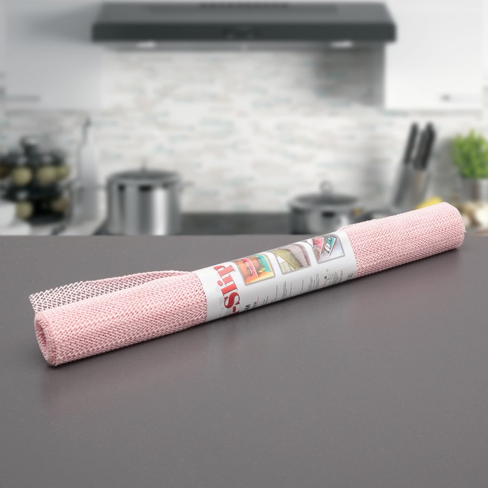 Коврик противоскользящий "Комфорт" 45х100 см, цвет розовый