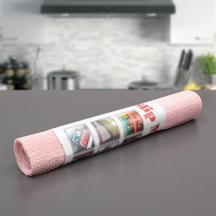 Коврик противоскользящий "Комфорт" 30х150 см, цвет розовый