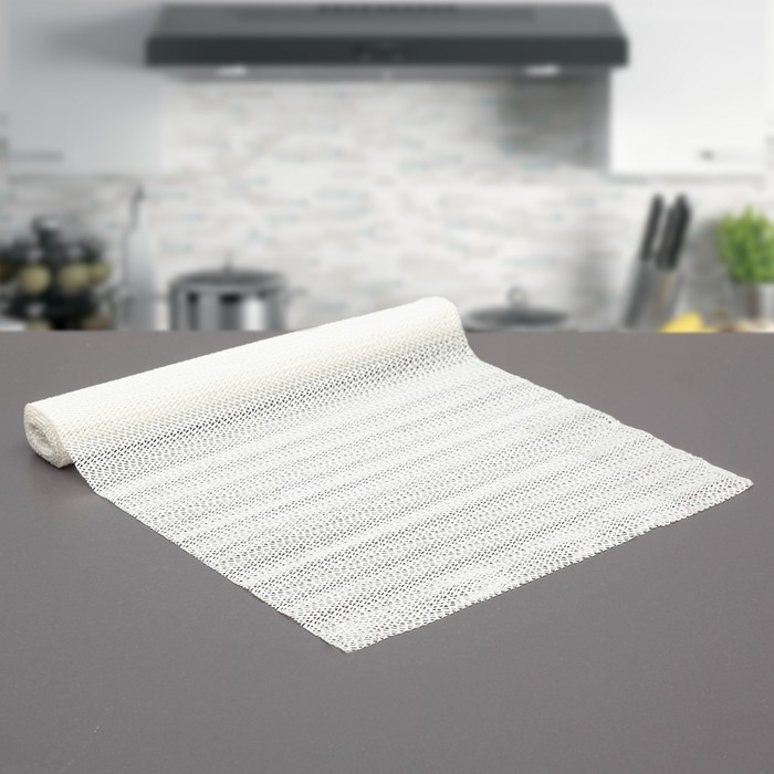 Коврик противоскользящий "Комфорт" 30х150 см, цвет белый