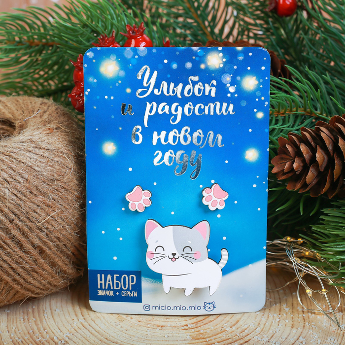 Набор "Улыбок и радости", значок, серёжки