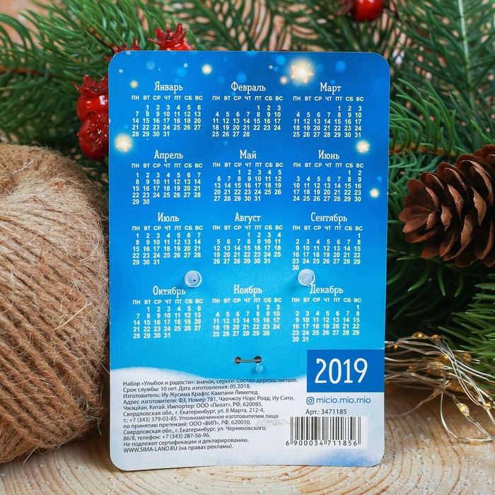 Набор "Улыбок и радости", значок, серёжки